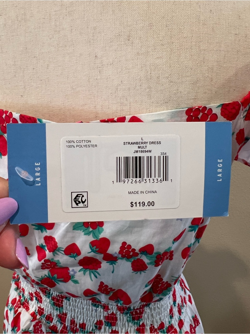 Betsey Johnson White Maxi Dress with Red Strawberry Print - Picture 11 of 11